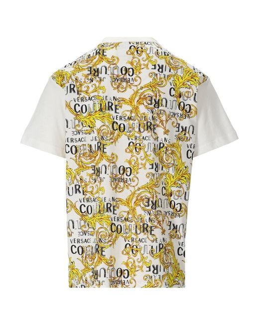 Versace Jeans White Logo-Print Cotton T-Shirt for men