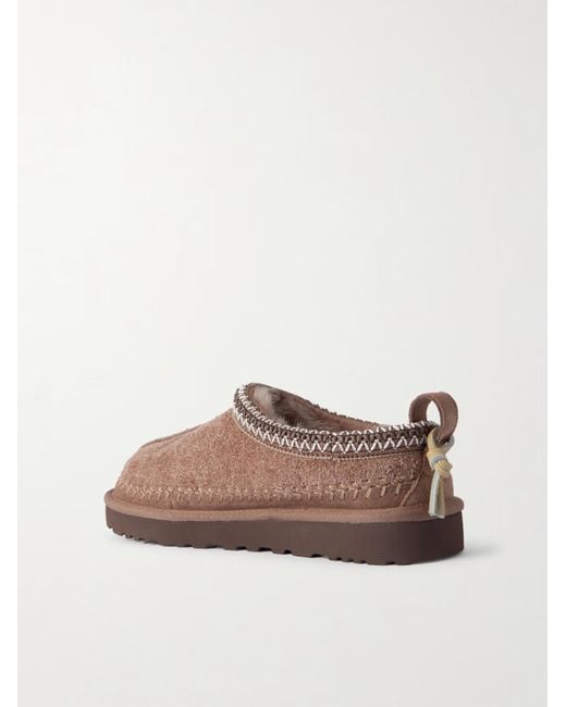 Ugg Brown Shearling-Lined Brushed-Suede Slippers