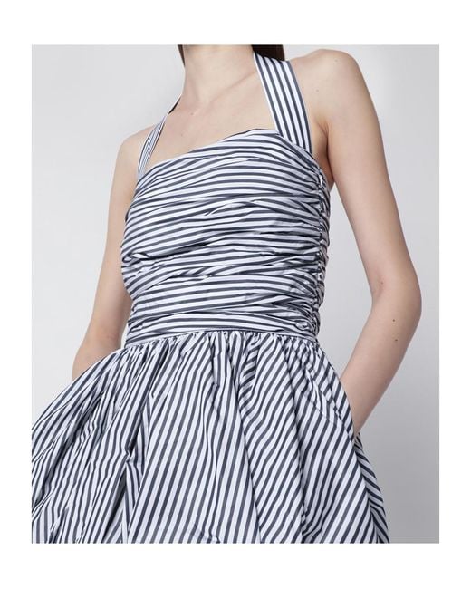 Patou Blue Striped Bubble Mini Dress