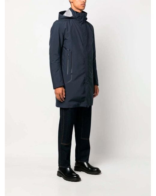 Herno Blue Hooded Waterproof Coat for men
