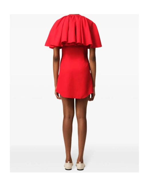 AMI Red Ami Ruffled Mini Dress