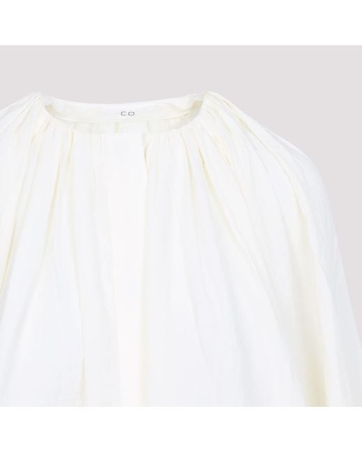 Co. White Gathered Cropped Top