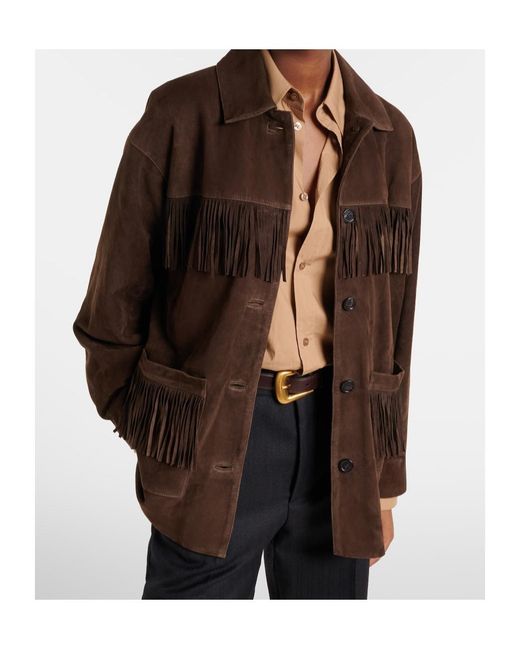 Nili Lotan Brown Foudre Fringed Suede Jacket
