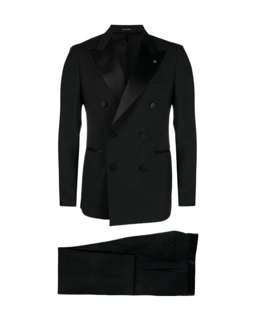 Tagliatore Black Double-Breasted Tuxedo for men