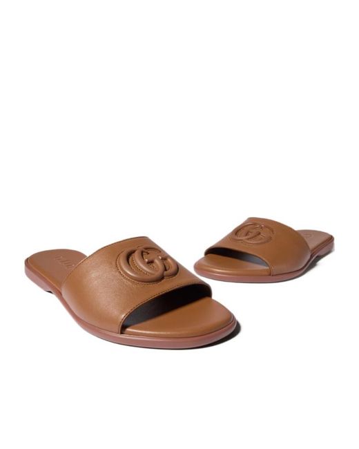 Gucci Brown Double G Slide Sandals
