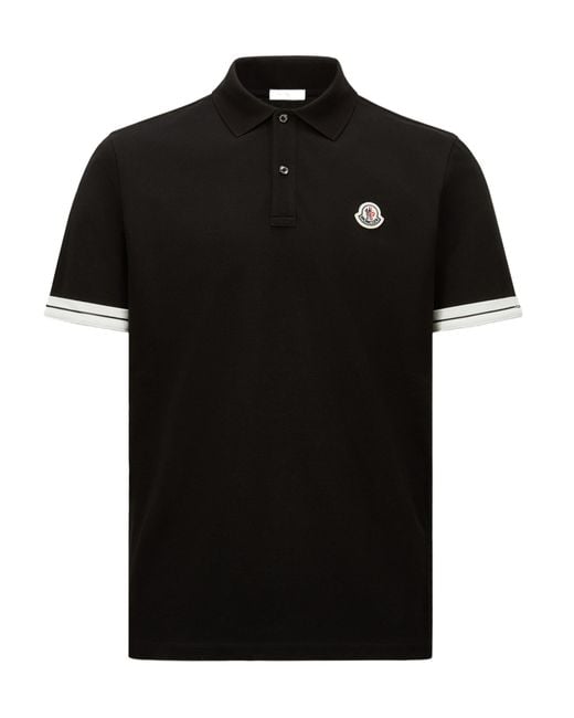 Moncler Black Logo Cotton Piquet Polo Shirt for men