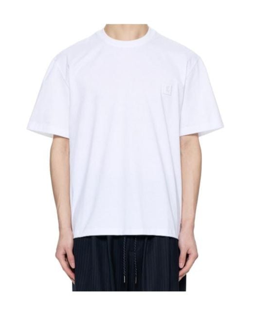 Wooyoungmi White Floral Back-Print T-Shirt for men