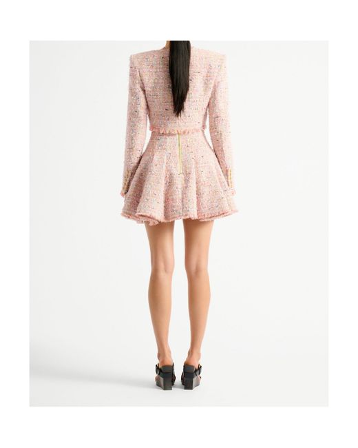 Balmain Pink Tweed Cropped Jacket