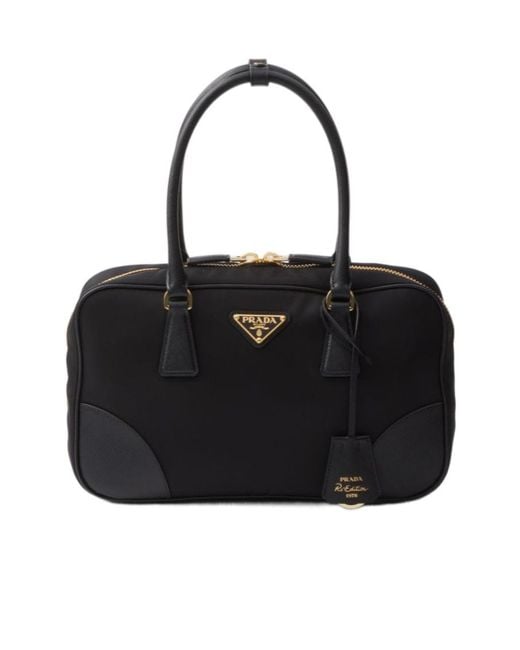 Prada Black Medium Re-Edition 1978 Logo Tote Bag