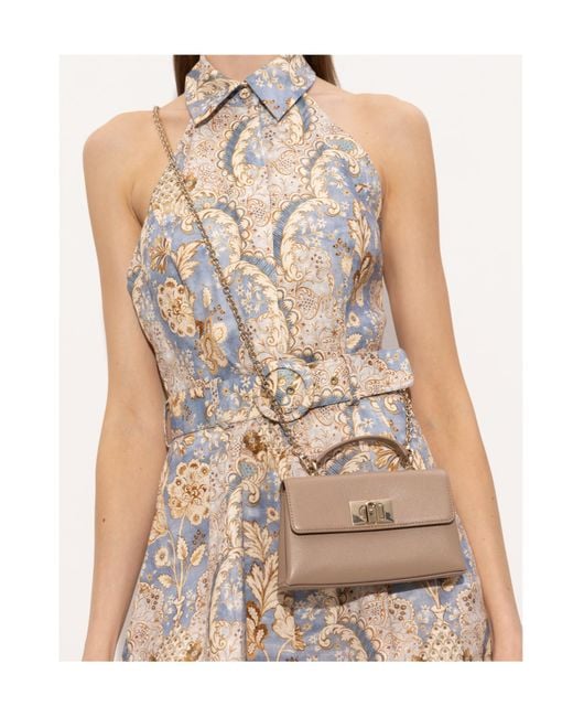 Furla Brown 1927 Chain-Linked Mini Tote Bag