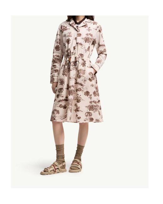 Moncler White All Over Print Drawstring Dress