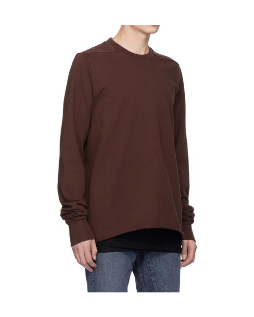 Rick Owens Brown Raw-Edge Crew-Neck Sweatshirt for men