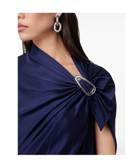 Rabanne Blue Jersey Asymmetrical Long Dress