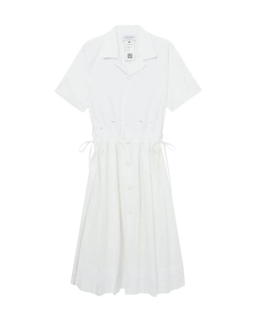 MARINE SERRE White Embroidered Cotton Midi Dress