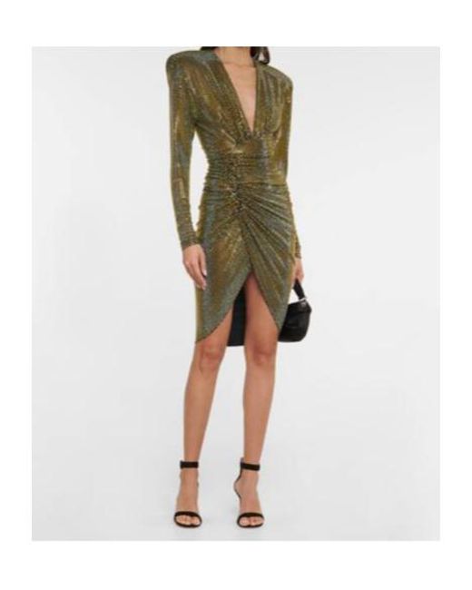 Alexandre Vauthier Green Crystal-Embellished Jersey Minidress