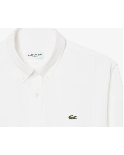 Lacoste White Button-Down Regular Fit Shirt for men