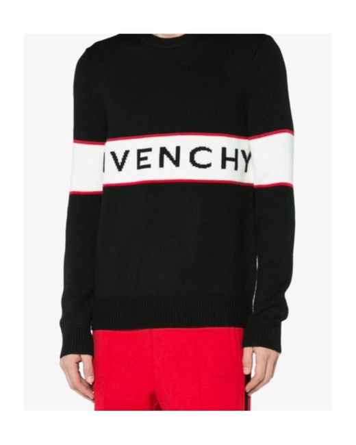 Givenchy Black Logo Intarsia Knitted Jumper for men