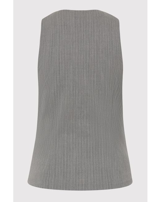 St. Agni Gray Pinstriped Wool-Blend Twill Vest