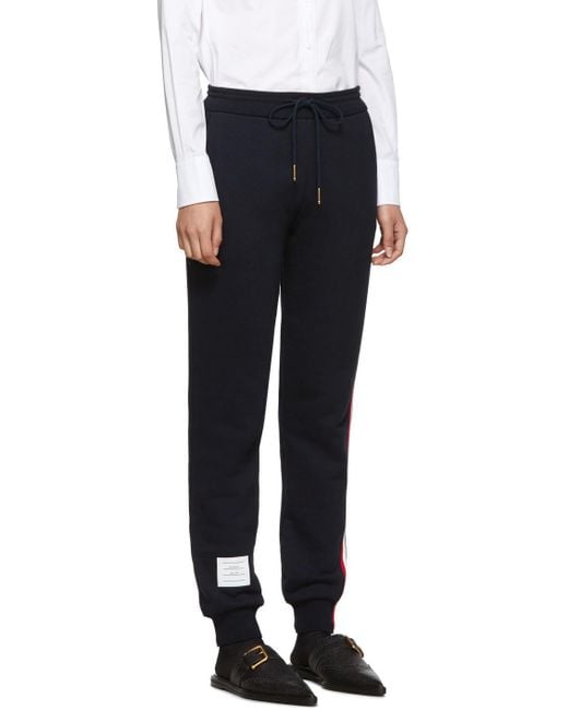Thom Browne Black Classic Loopback Stripe Sweatpants