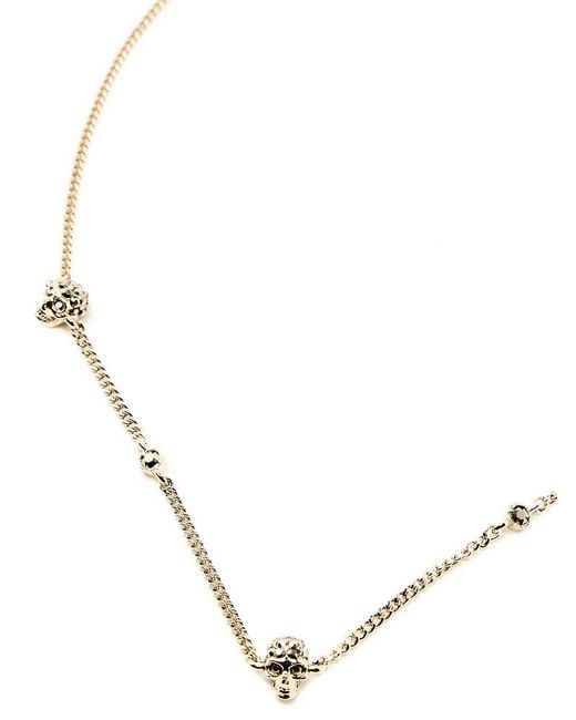 McQueen White Triple Skull Necklace