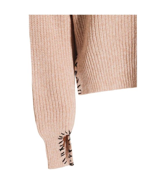 Marni Pink Logo Embroidered Knitted Jumper