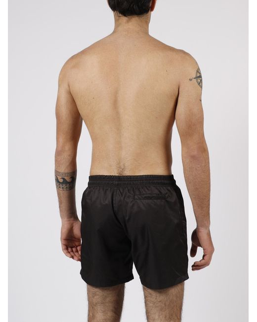 Philipp Plein Black Hexagon Logo-Patch Swim Shorts for men