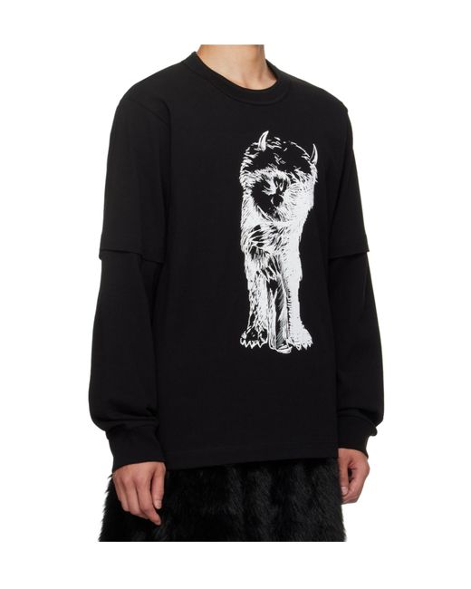 Sacai Black Crew Neck T-Shirt for men