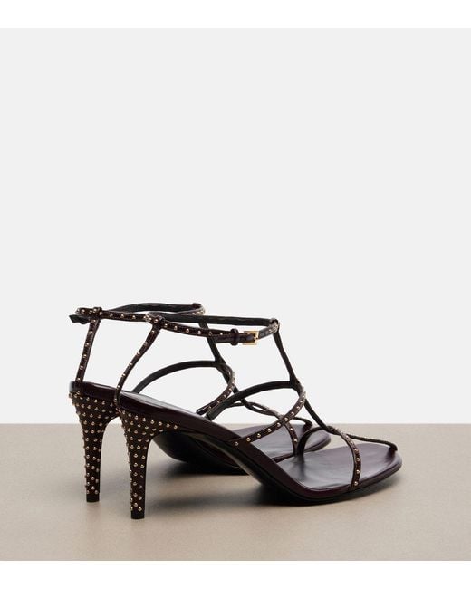 Khaite Black Cage Studded Leather Sandals