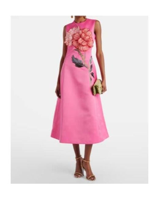 Leo Pink C Floral-Appliqué Cocktail Dress