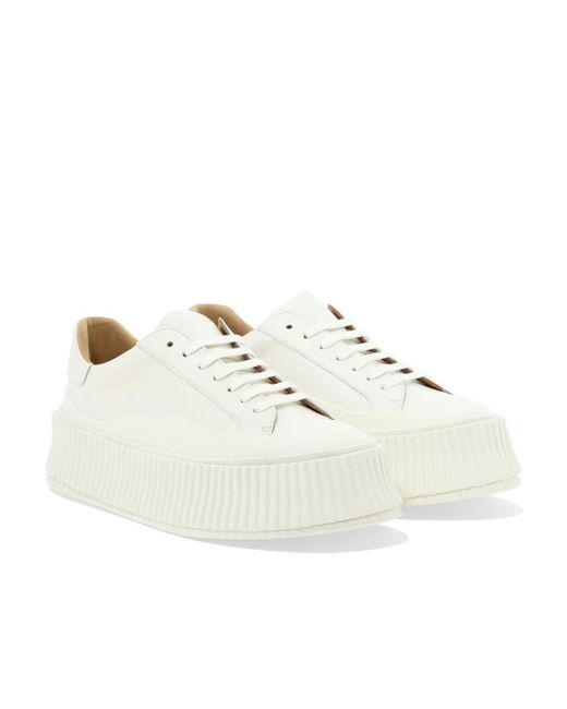Jil Sander White Lace-Up Chunky Sneakers