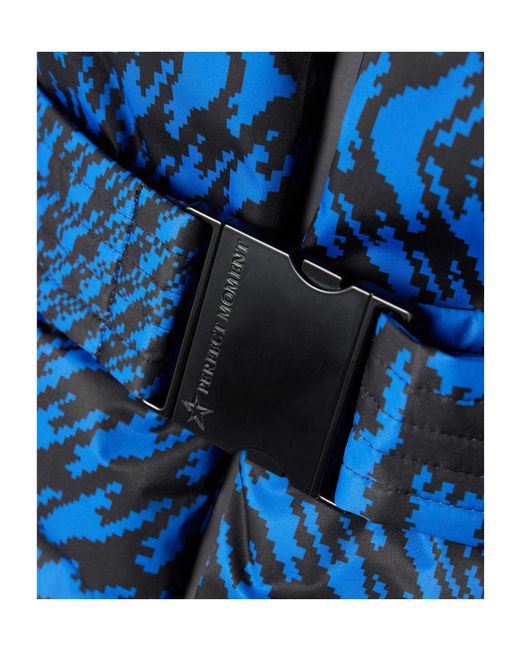 Perfect Moment Blue Belted Quilted Printed Down Ski Jacket
