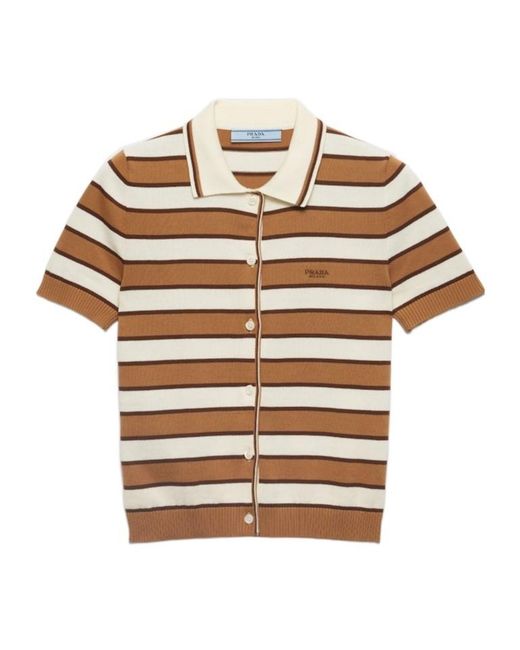 Prada Multicolor Striped Knitted Polo Top