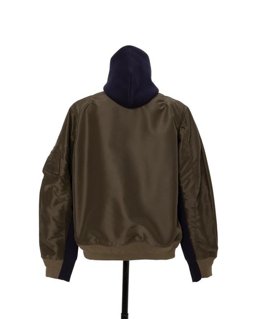 Sacai Black Sponge Hooded Zip-Up Jacket for men