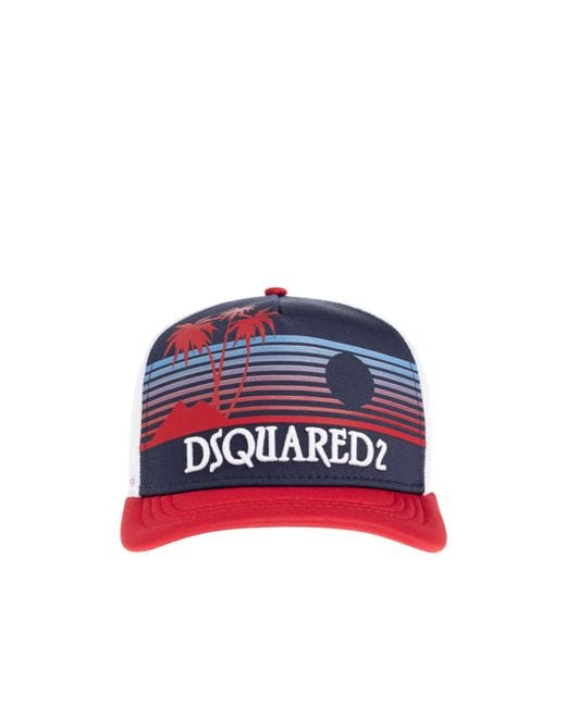 DSquared² Red Logo Detailed Baseball Cap for men
