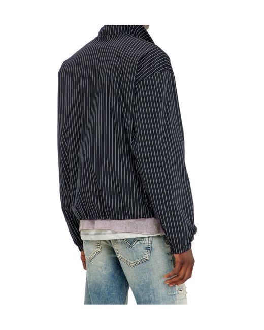 DIESEL Blue Pinstripe Phoenix-Embroidered Jacket for men