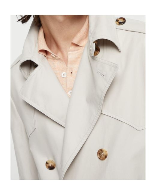Brunello Cucinelli White Water-Resistant Trench Coat for men