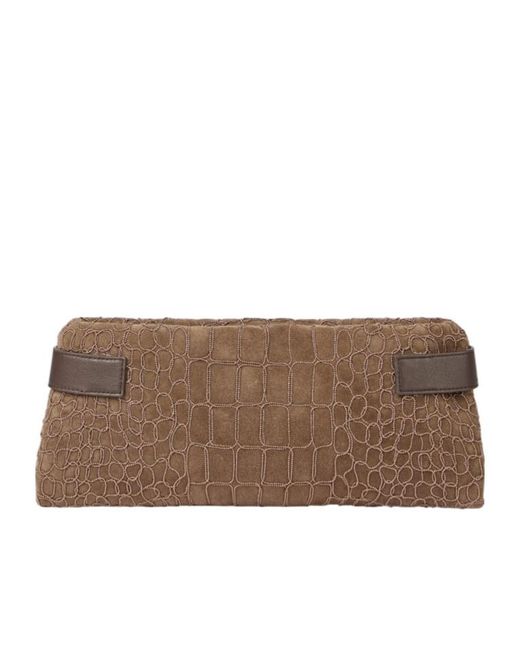 Brunello Cucinelli Brown Essence Embossed Clutch Bag