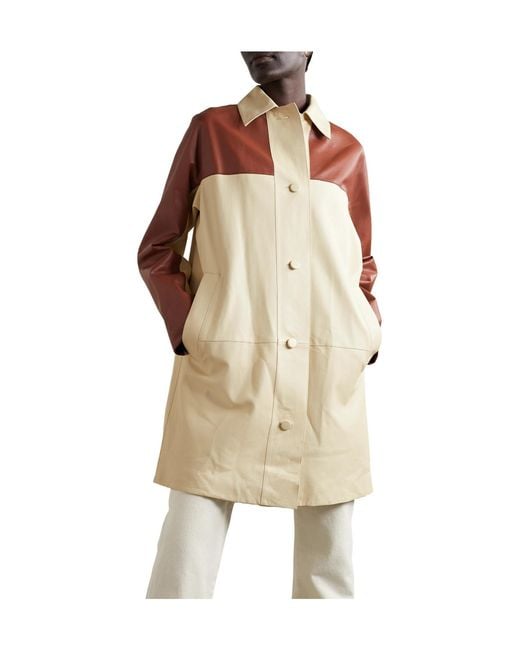 Lafayette 148 New York Natural Oversized Two-Tone Leather Jacket