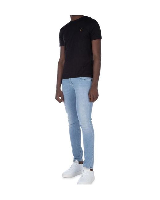 Polo Ralph Lauren Black Logo Embroidered Crewneck T-Shirt for men