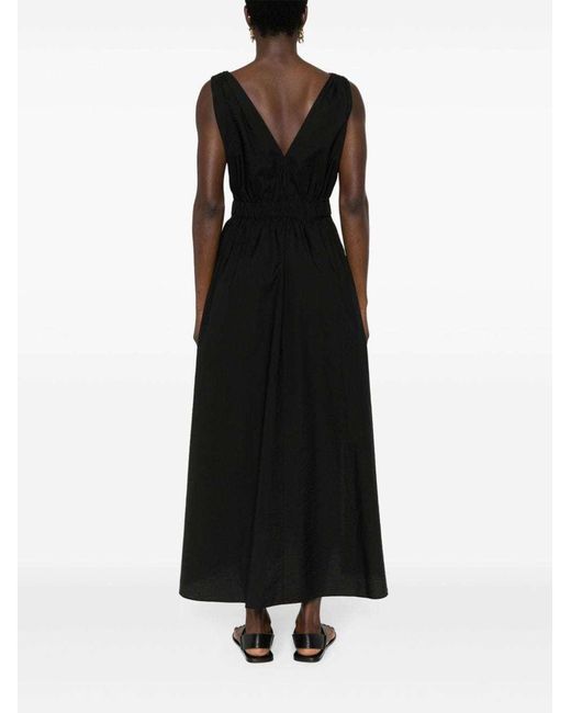 Brunello Cucinelli Black Belted Pleated Midi Dress
