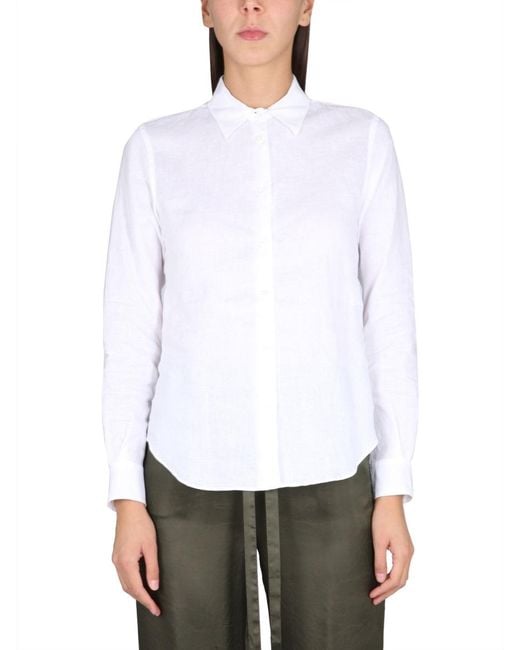 Aspesi White Pointed-Collared Buttoned Shirt