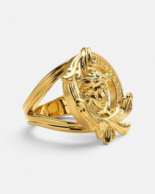 Versace Metallic Medusa Head Motif Ring
