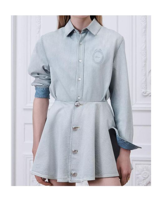 Dior Blue Médaillon Embroidered Blouse
