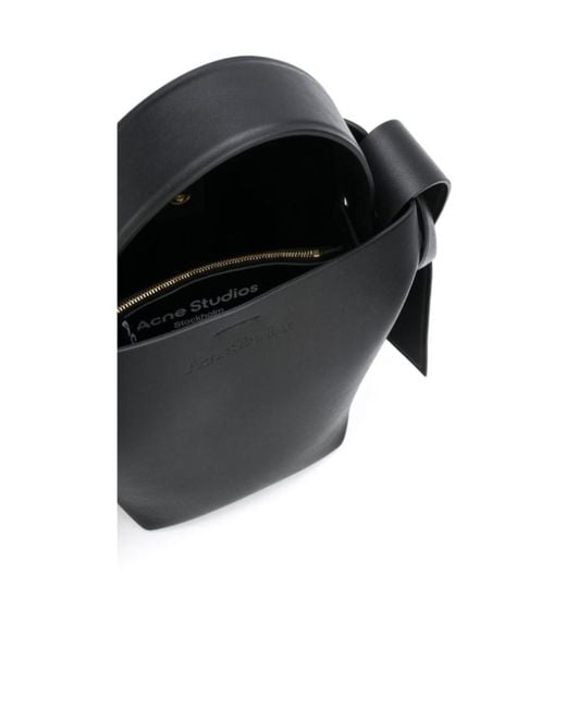 Acne Black Musubi Logo Embossed Mini Top Handle Bag