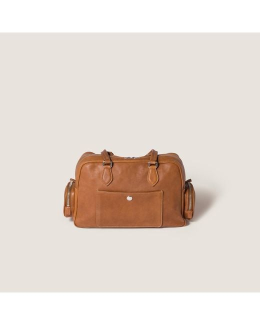 Miu Miu Brown Pocket Nappa Leather Top-Handle Bag