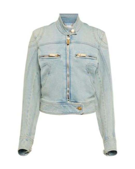 Blumarine Blue Front Zip-Up Denim Jacket