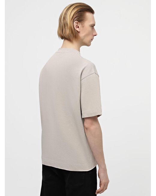 Emporio Armani White Logo Embroidered Crewneck T-Shirt for men