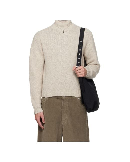 Auralee Natural High-Neck Cashmere Sweater for men