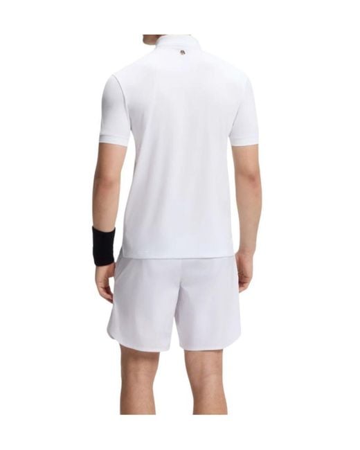 Boss White Logo-Print Polo Shirt for men