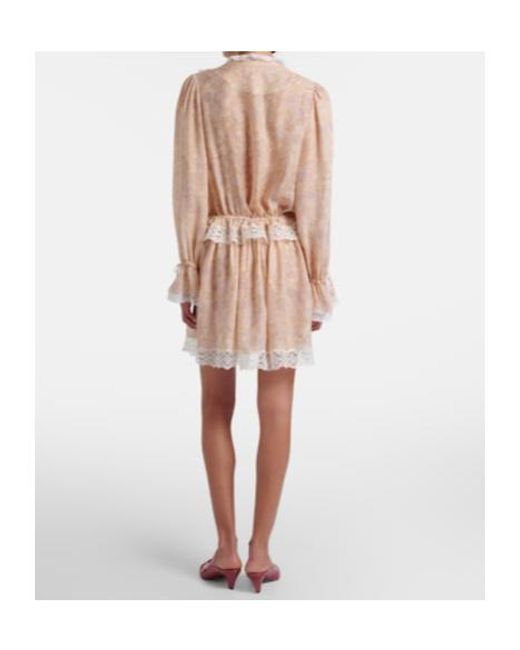 Chloé Natural Floral Silk Charmeuse Minidress